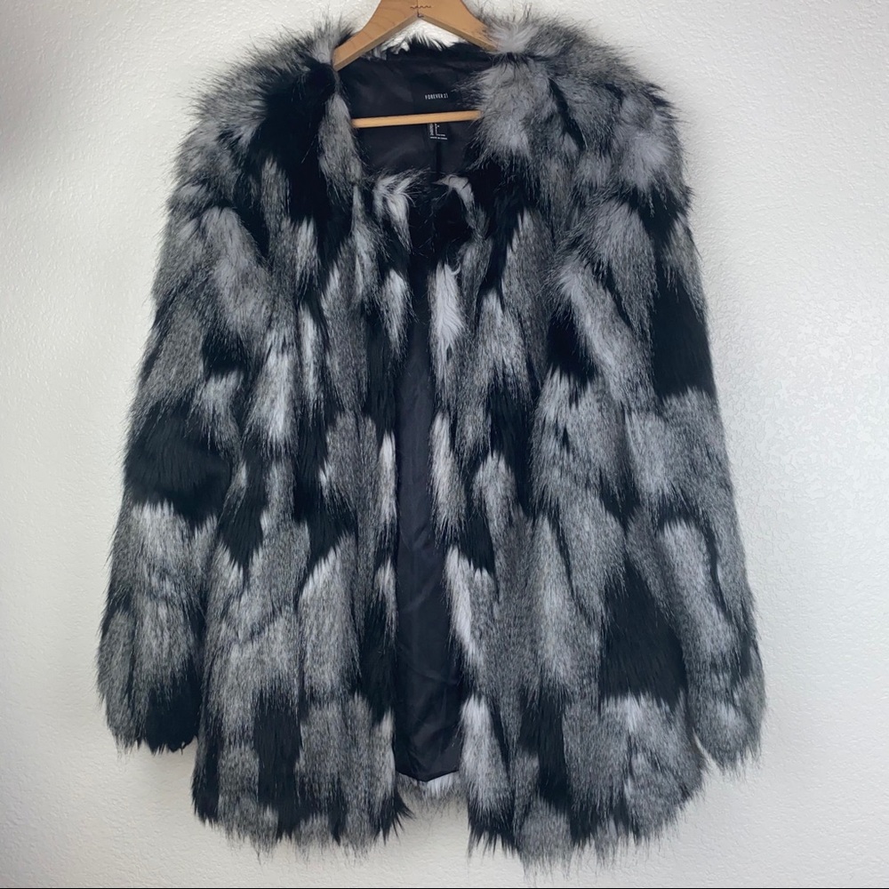 Chic Shaggy Patched Faux Fur Coat Jacket - Picture 6 of 14